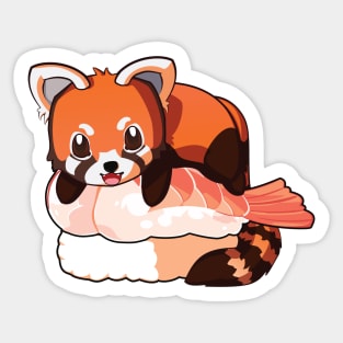 Red Panda Salmon Sushi Sticker